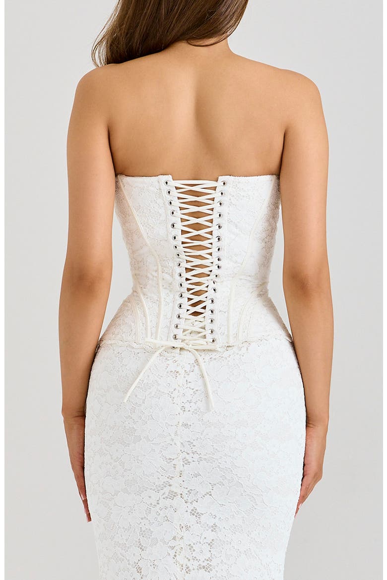 Solaine Lace Corset Gown, Alternate, color, IVORY