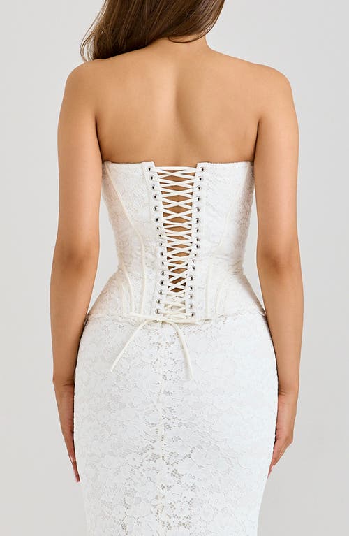 House Of Cb Solaine Lace Corset Gown In White