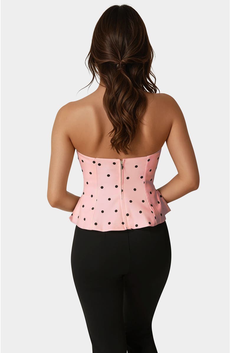 bebe Rosette Satin Corset, Alternate, color, Mary's Rose Dot Print