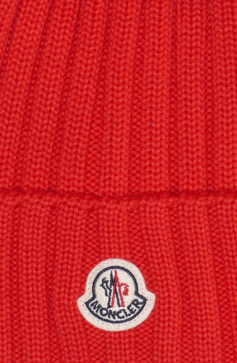 Moncler Genuine Fox Fur Pom Rib Wool Beanie, Alternate, color, 