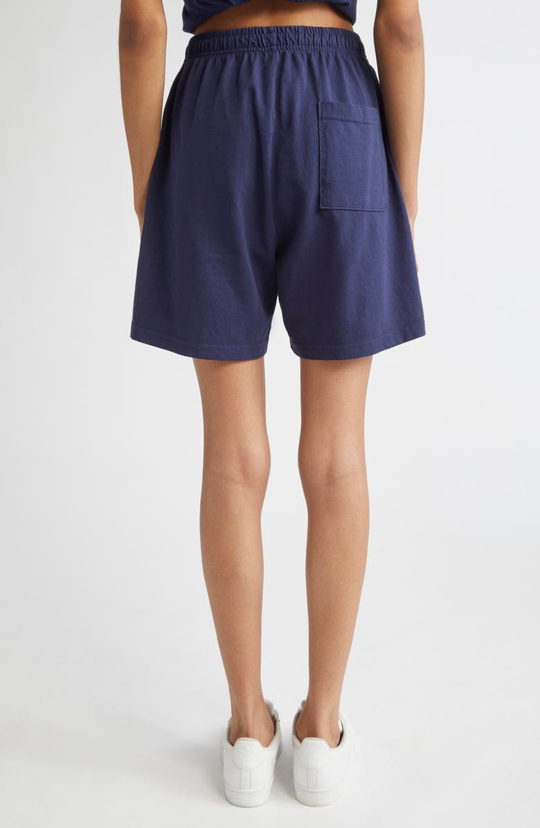 Sporty & Rich Royal Club Graphic Gym Shorts, Alternate, color, Dark Navy