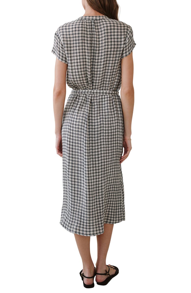 Bella Dahl Gingham Tie Belt Maxi Shirtdress, Alternate, color, Ivory Check Plaid