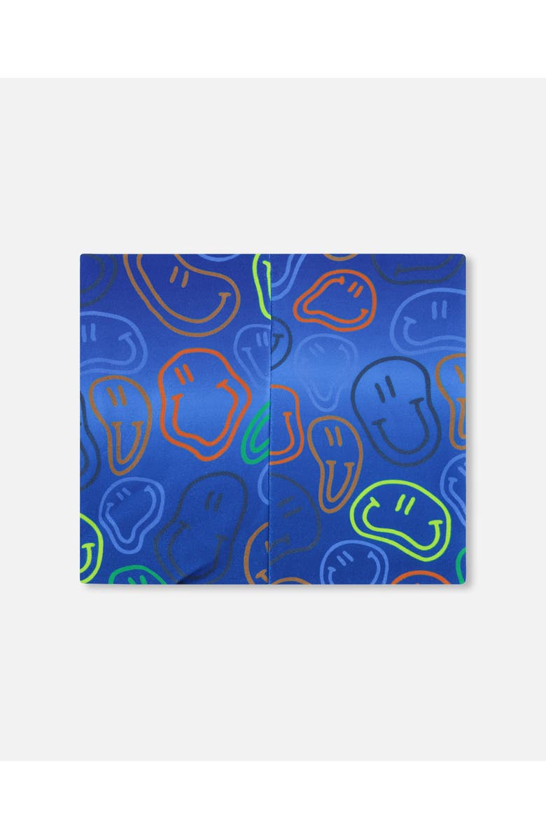 Deux par Deux Boy Stretch Jersey Smileys Neck Tube, Alternate, color, Blue Printed Smileys
