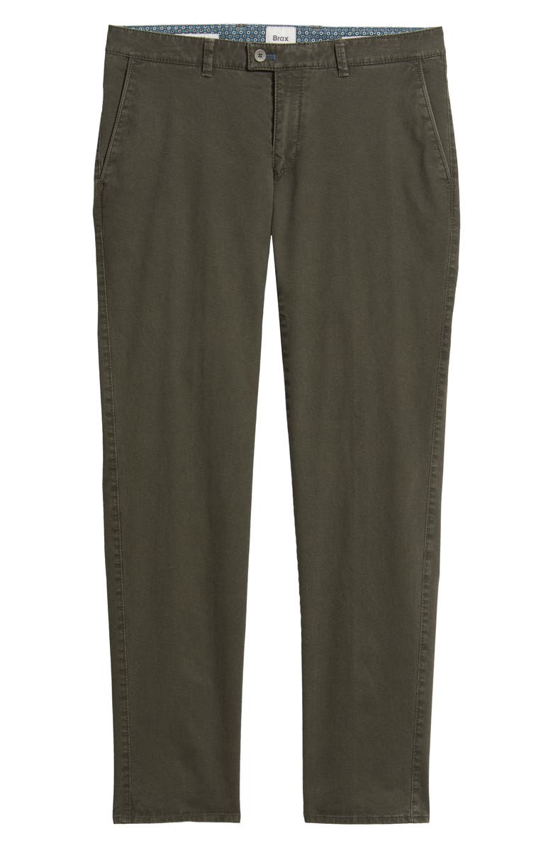 Brax Fabio Flat Front Cotton Blend Pants, Alternate, color, Olive