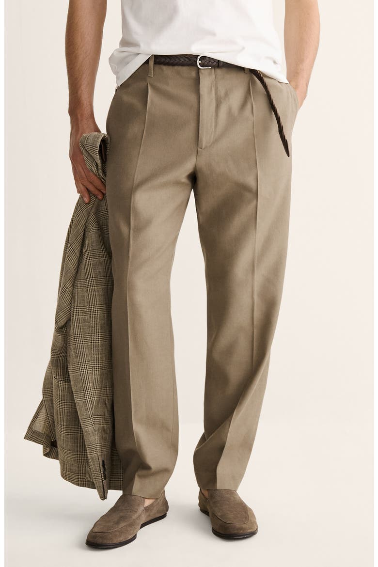 Regular Fit Pleated Pants, Main, color, KHAKI