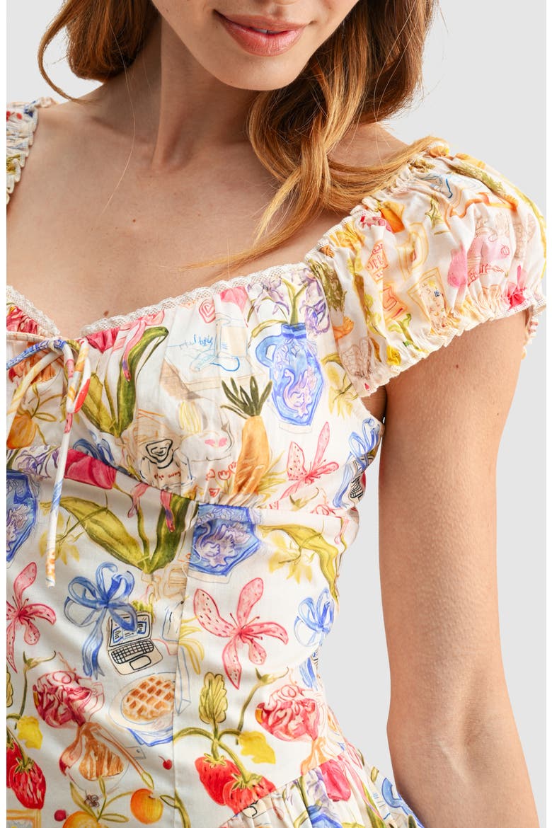 Sweetheart Fit and Flare Minidress, Alternate, color, CONVERSATIONAL PRINT