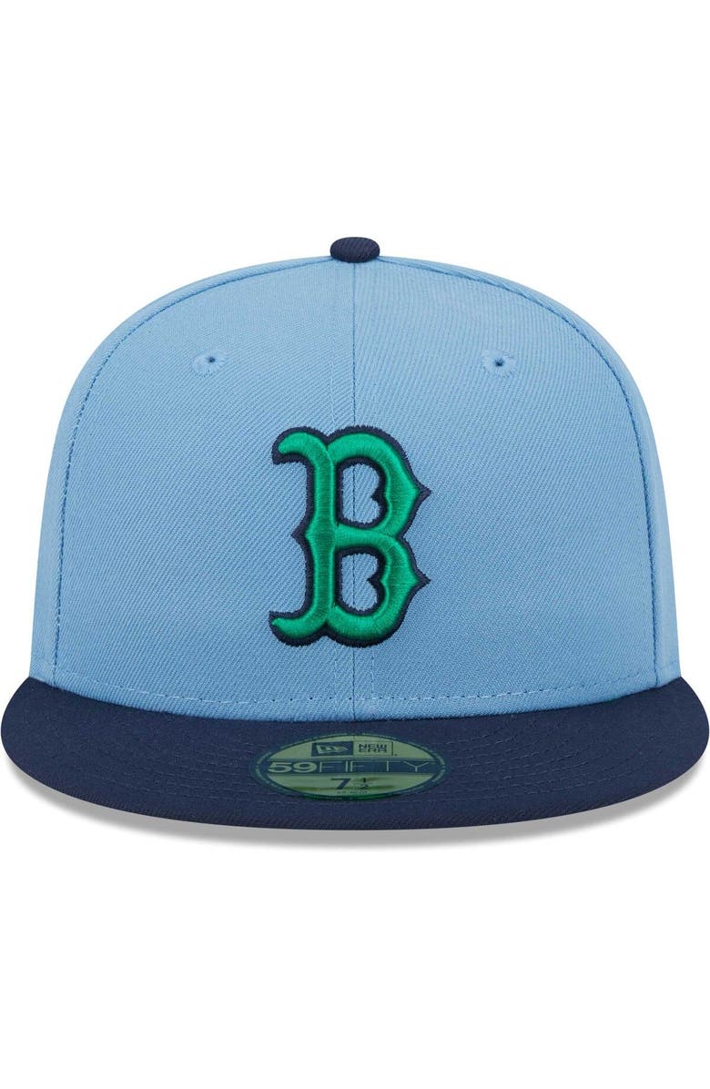 New Era Men's New Era Light Blue/Navy Boston Red Sox Green Undervisor 59FIFTY Fitted Hat, Alternate, color, 