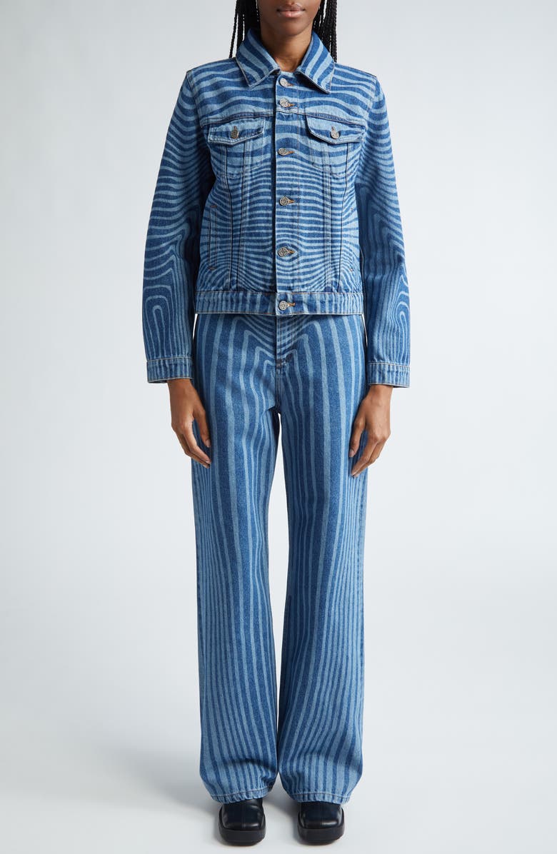 Jean Paul Gaultier Body Morph Trompe l'Oeil Denim Trucker Jacket, Alternate, color, 