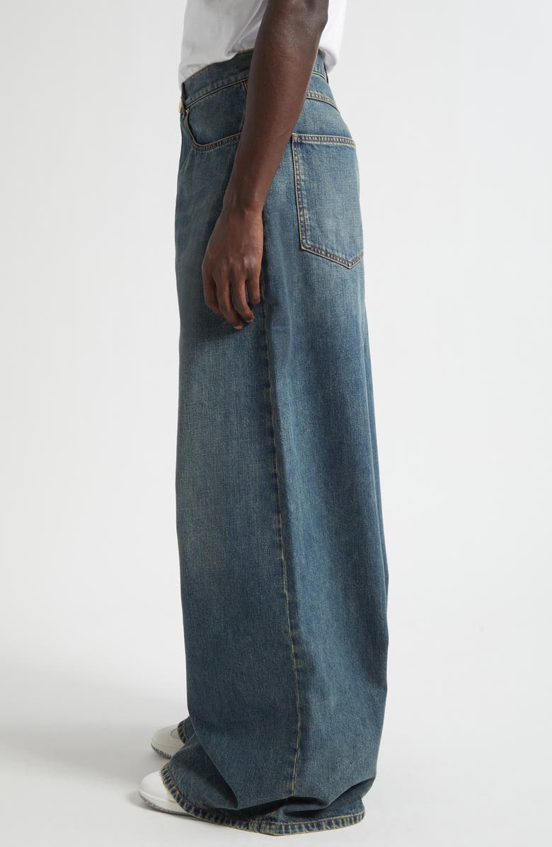 Balmain Wide Leg Jeans, Alternate, color, 6Ex Dark Blue/ Cognac