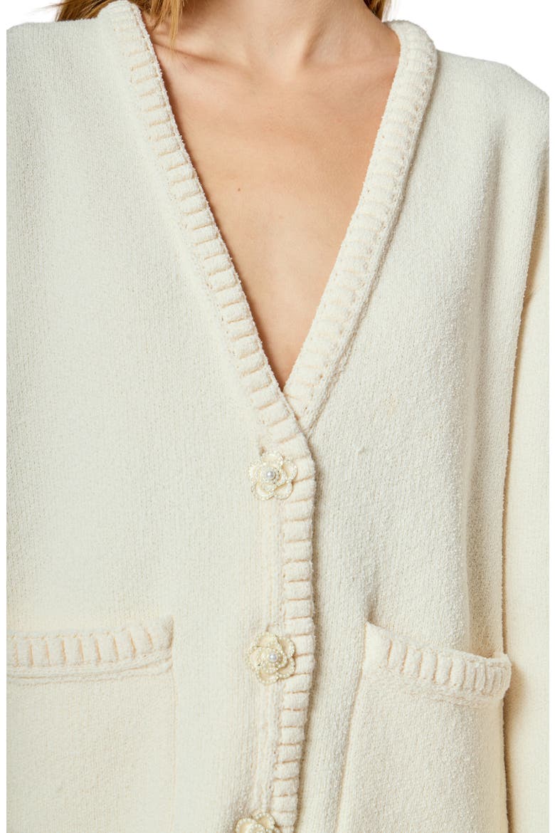 Floral Button V-Neck Cardigan, Alternate, color, CREAM