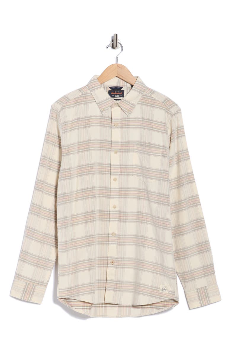 WEATHERPROOF VINTAGE Corduroy Plaid Button Up Shirt, Alternate, color, Wood Ash