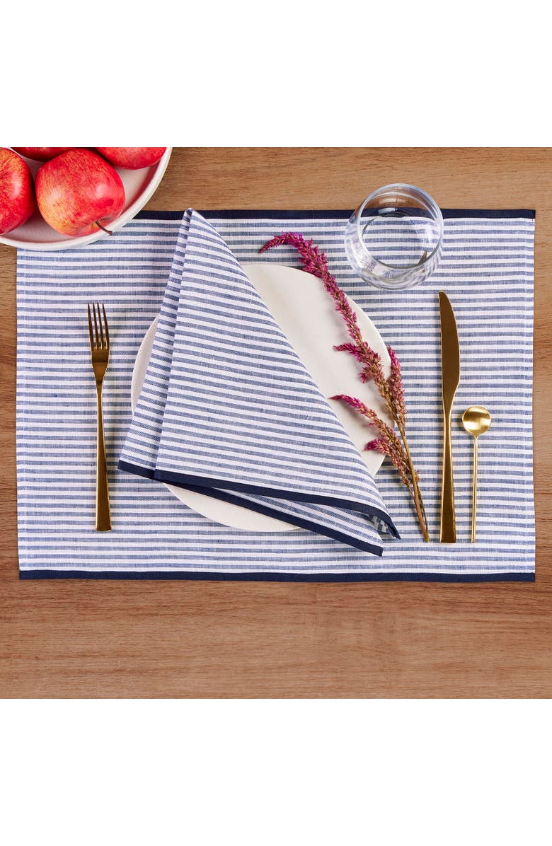 Solino Home Linen Placemats - Carmine, 14" x 19" Inch, Alternate, color, Navy