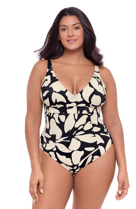 Banded Plunge V-Neck One Piece Swimsuit