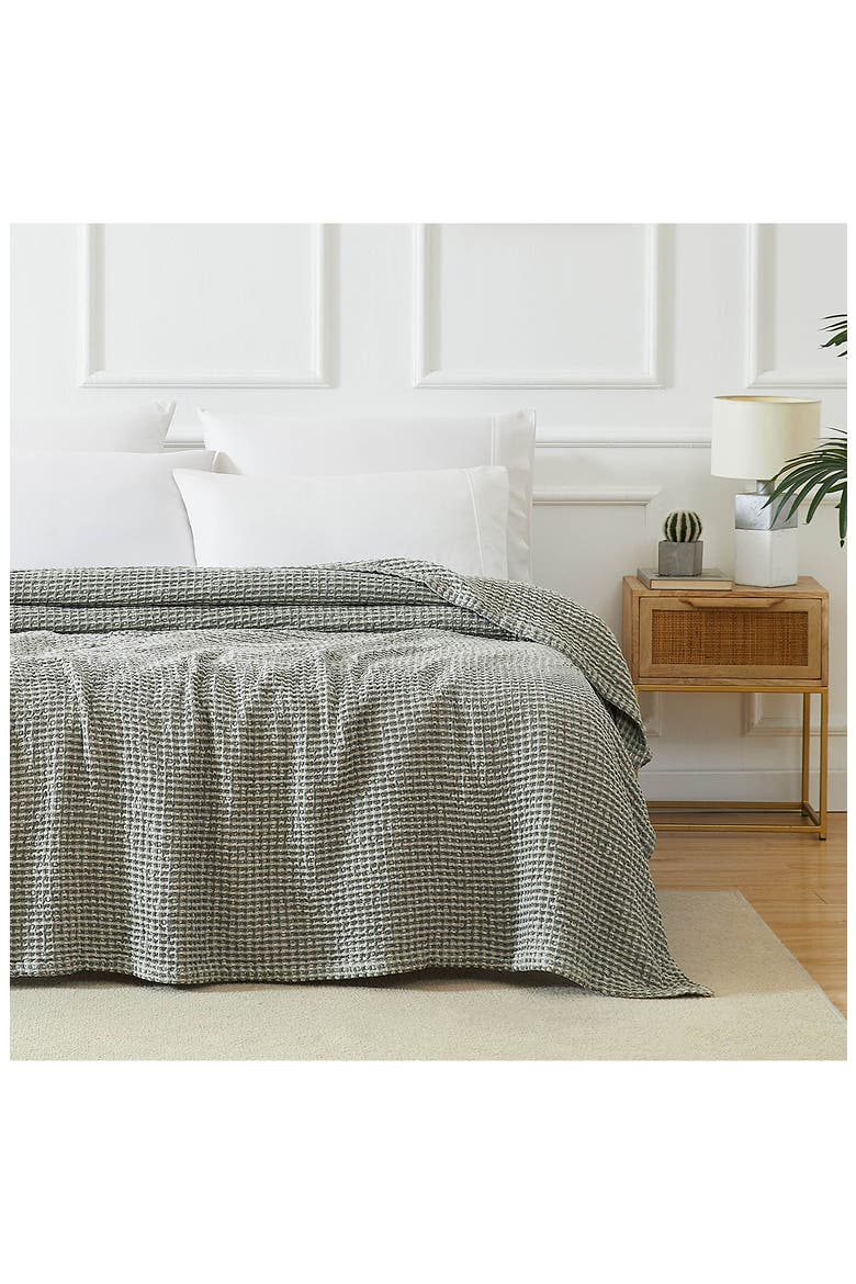 Tama Cotton Waffle Textured Throw Blanket, Alternate, color, SAGE GREEN