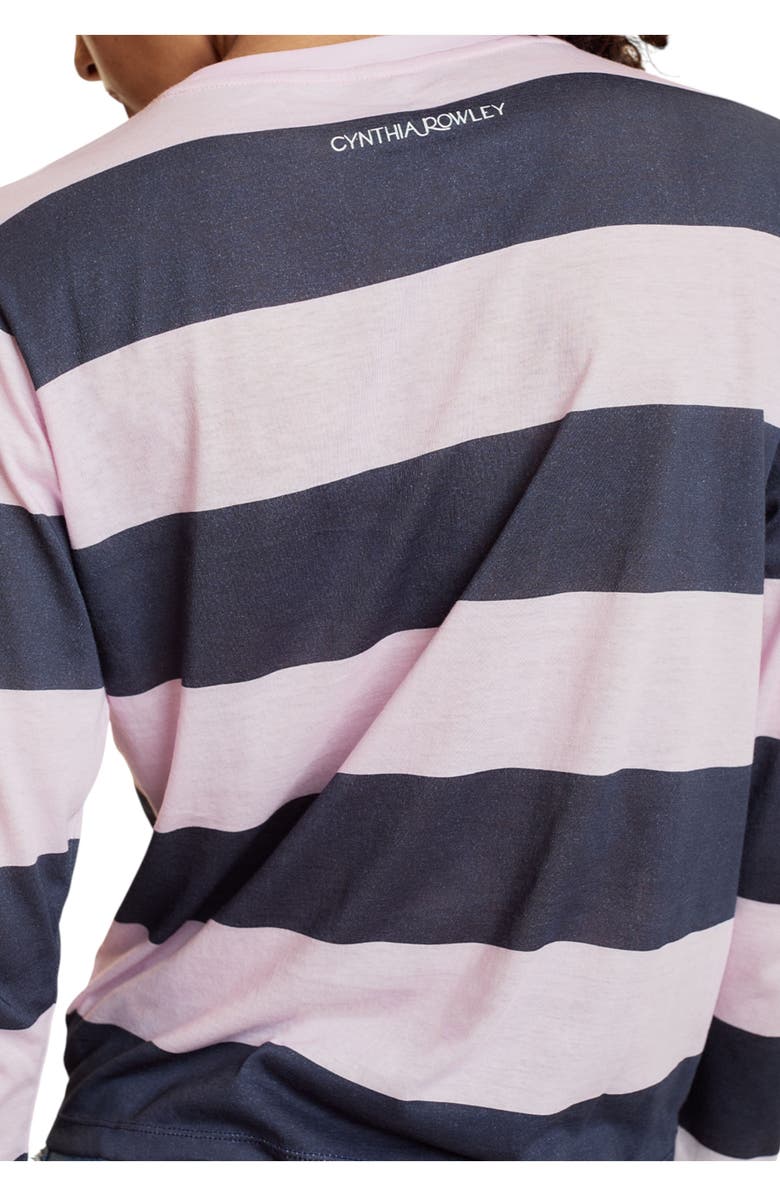 Cynthia Rowley Long Sleeve Everyday Tee, Alternate, color, Pink/Navy