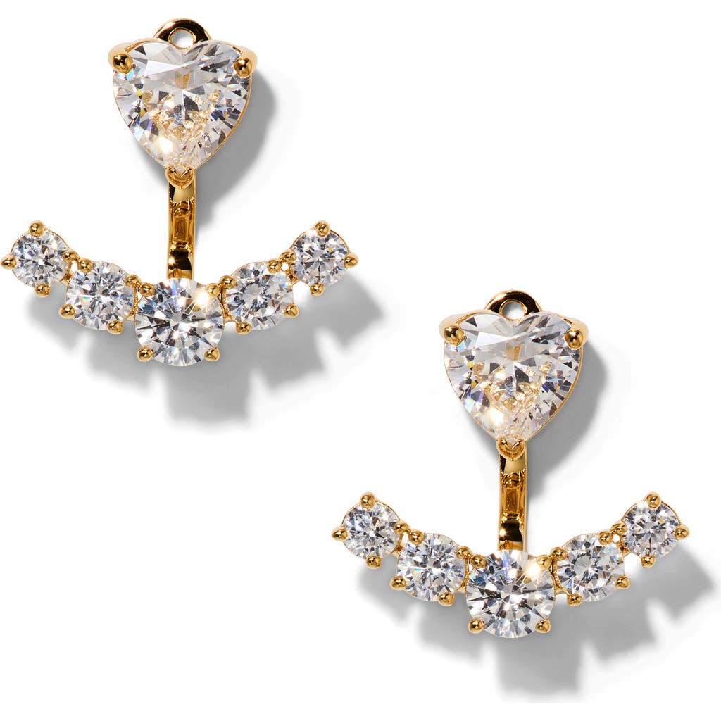 Nadri Le Bisou Cubic Zirconia Heart Ear Jacket Earrings In Gold