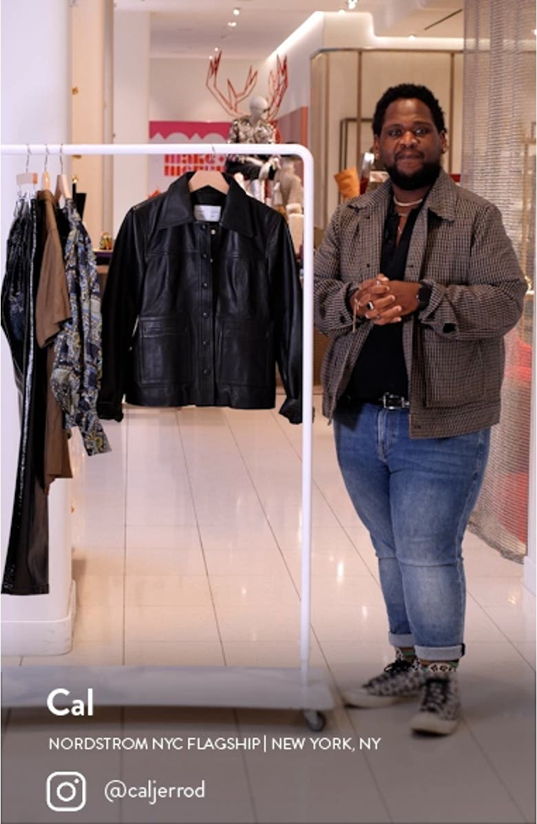 Crop Snap Front Leather Jacket, sales video thumbnail
