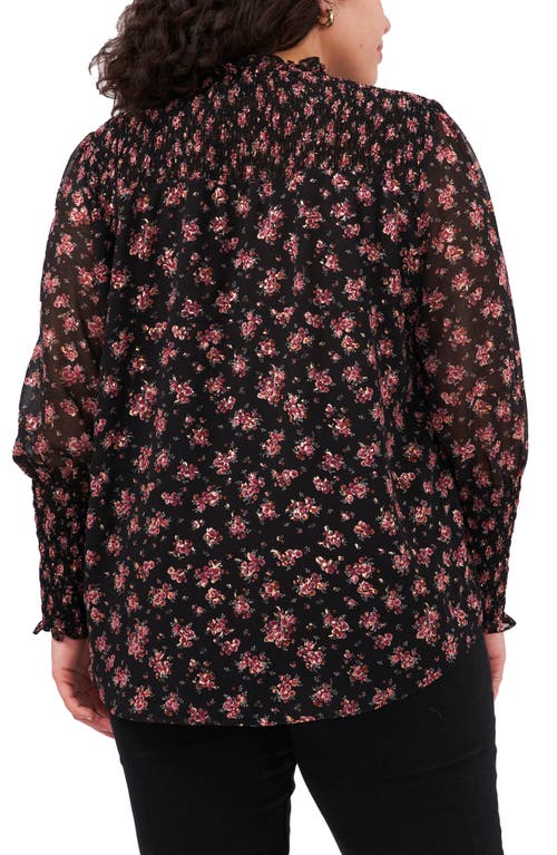 1.state Print Tie Neck Sleeveless Top In Black/multi