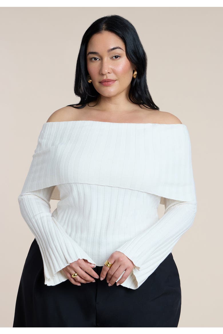Off The Shoulder Ribbed Sweater, Main, color, COCONUT MILK