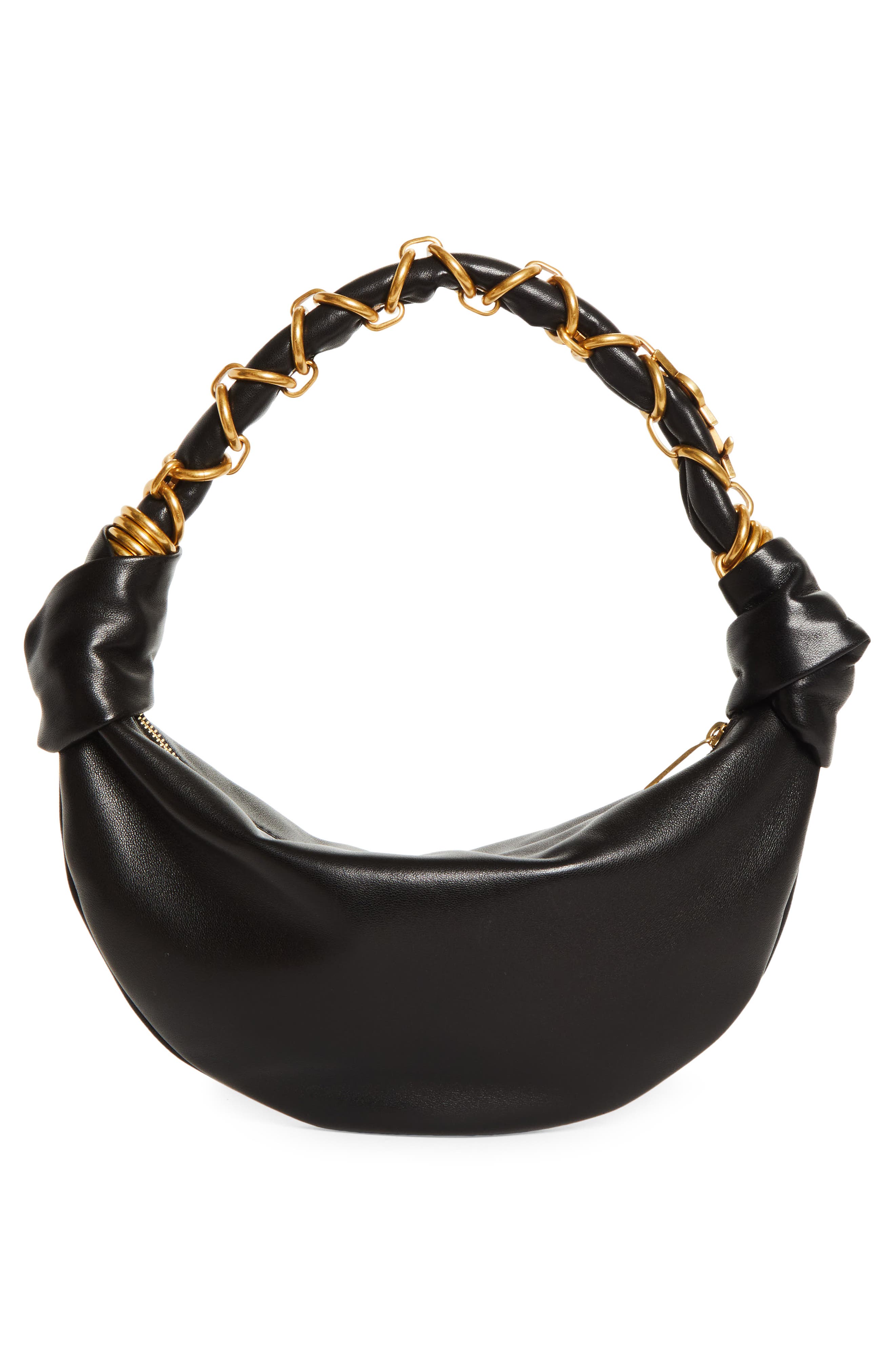 Saint Laurent Mini Amalia Suede Hobo Bag, Alternate, color, Noir