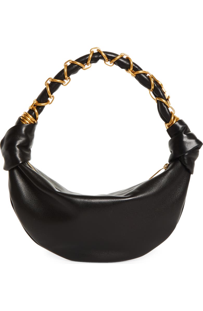 Saint Laurent Mini Amalia Suede Hobo Bag, Alternate, color, Noir