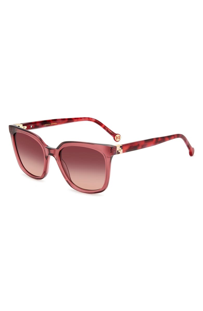 Carolina Herrera HER 0236/S 53mm Square Sunglasses, Alternate, color, Burgundy Red Havana