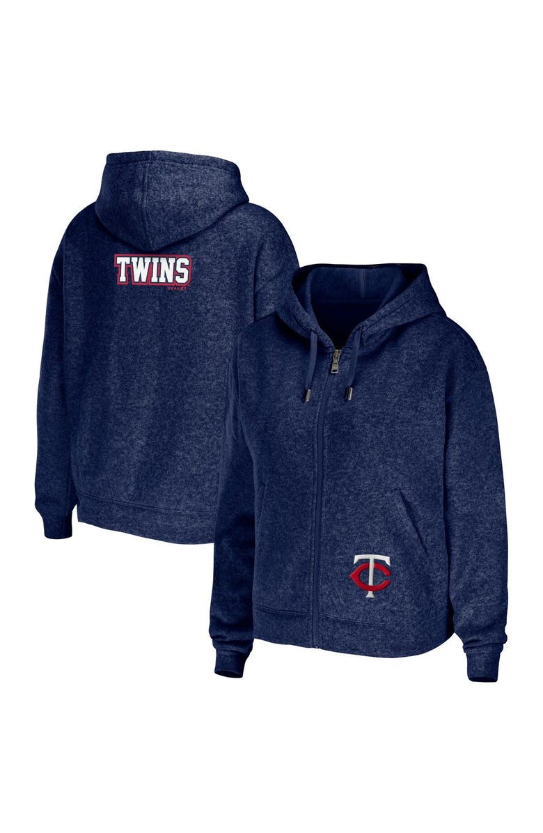 WEAR by Erin Andrews Women's WEAR by Erin Andrews Navy Minnesota Twins Full-Zip Hoodie, Main, color, 