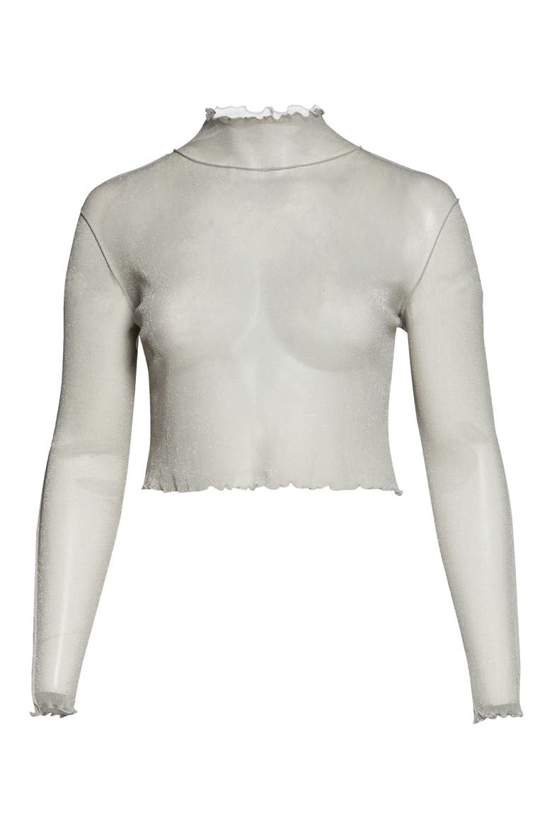 Crop Mock Neck Top (Nordstrom Exclusive), Alternate, color, GREY VIOLET- SILVER