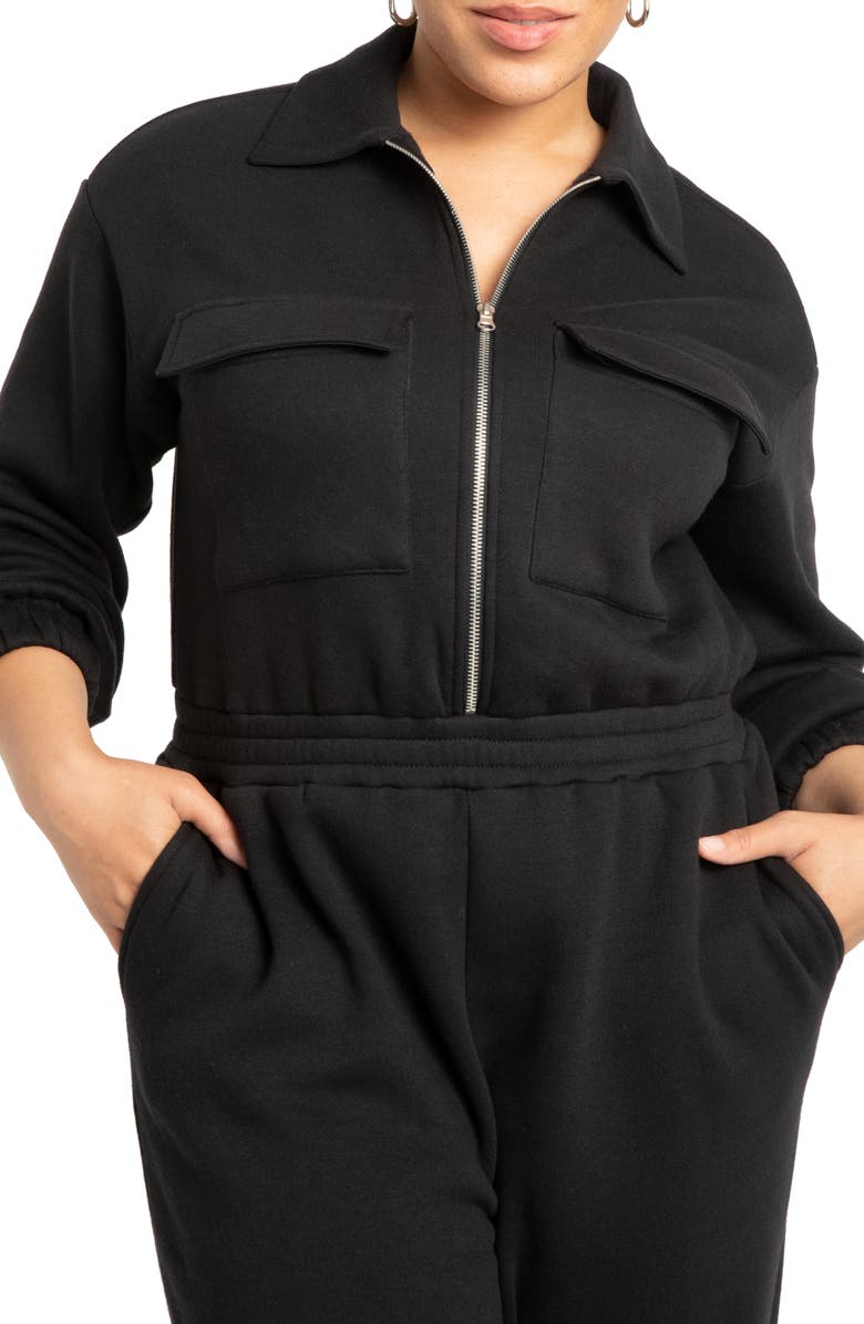 ELOQUII Long Sleeve Jogger Jumpsuit, Alternate, color,