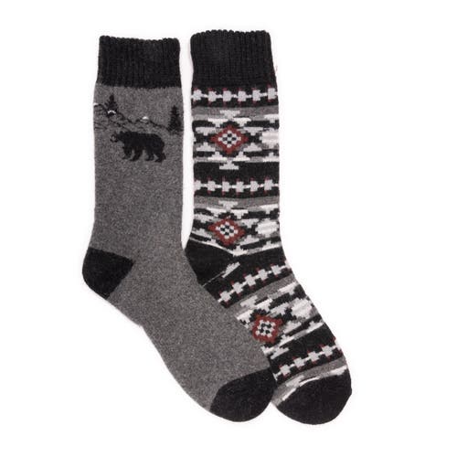 Muk Luks Wool Blend Socks 2 Pair Pack In Black