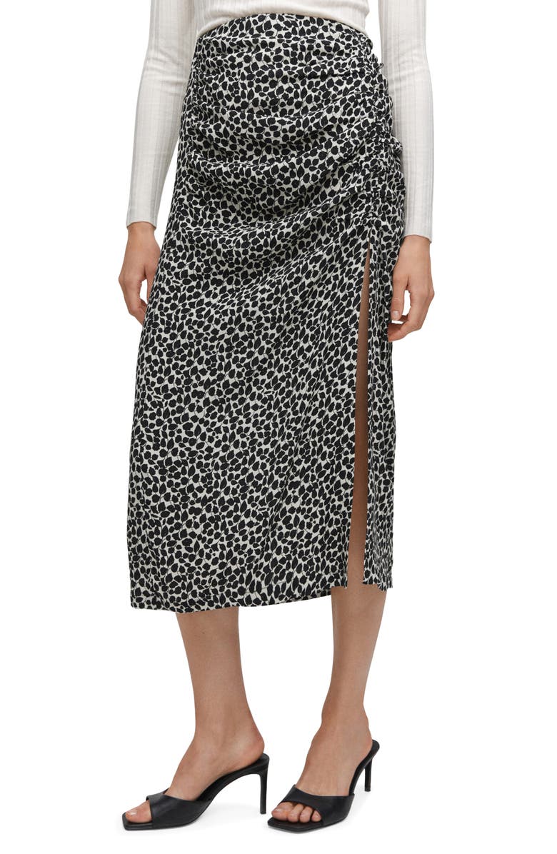 MANGO Print Faux Wrap Midi Skirt, Main, color, 