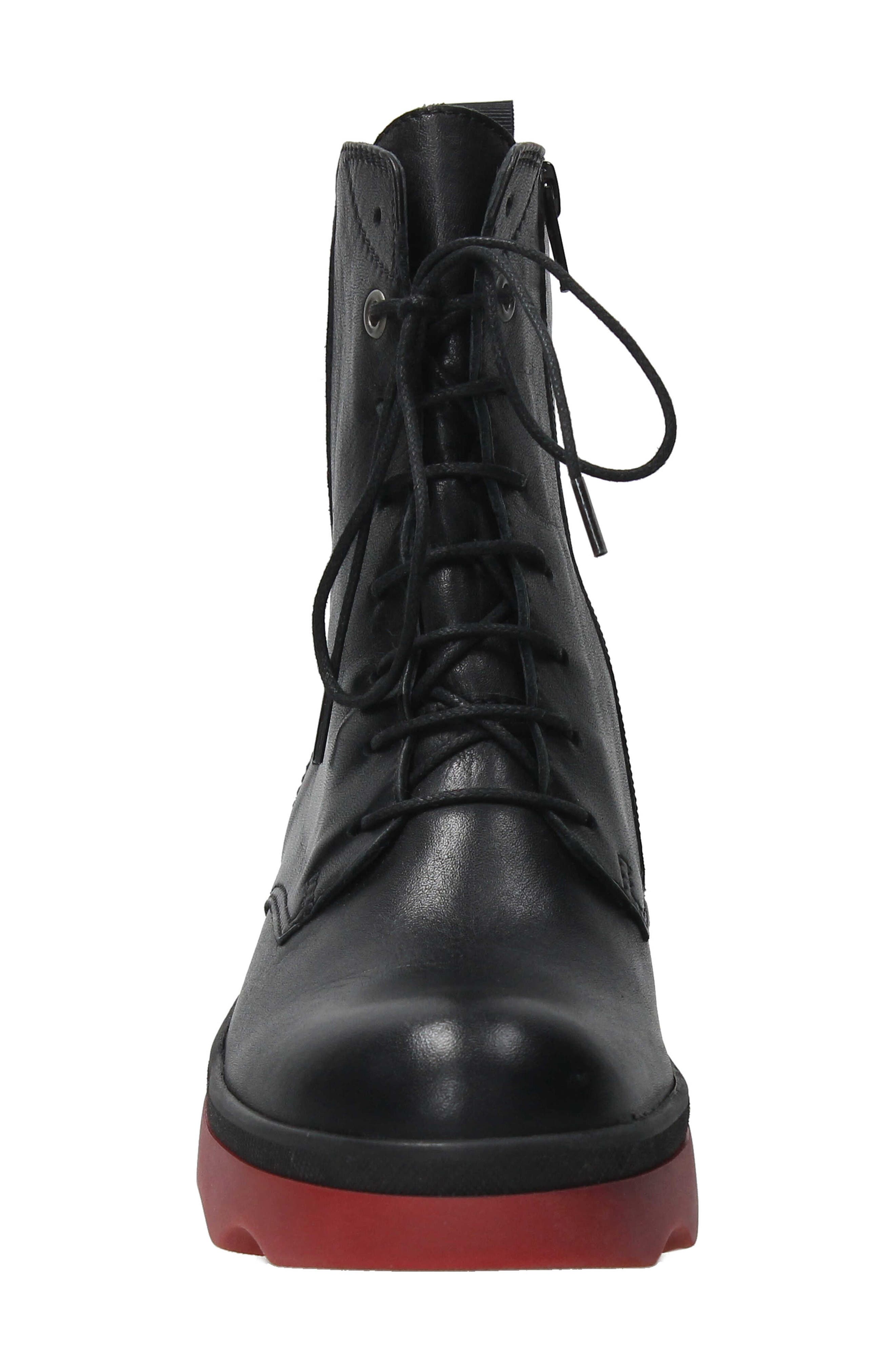 Wolky Akita Water Resistant Combat Boot, Alternate, color, Black-Red