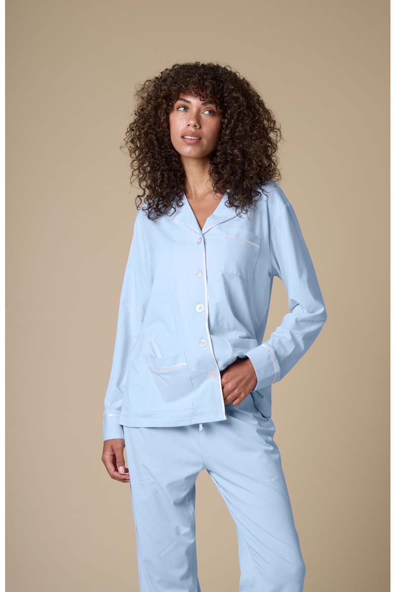 Luxe Stretch Cotton Pajama Set, Alternate, color, Mist Blue