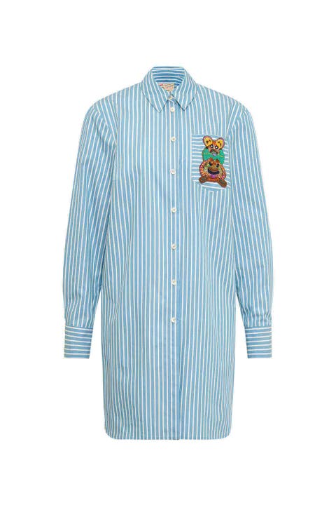 Striped Long Shirt With Silk Back