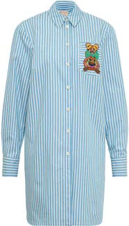 Maison Common Striped Long Shirt With Silk Back