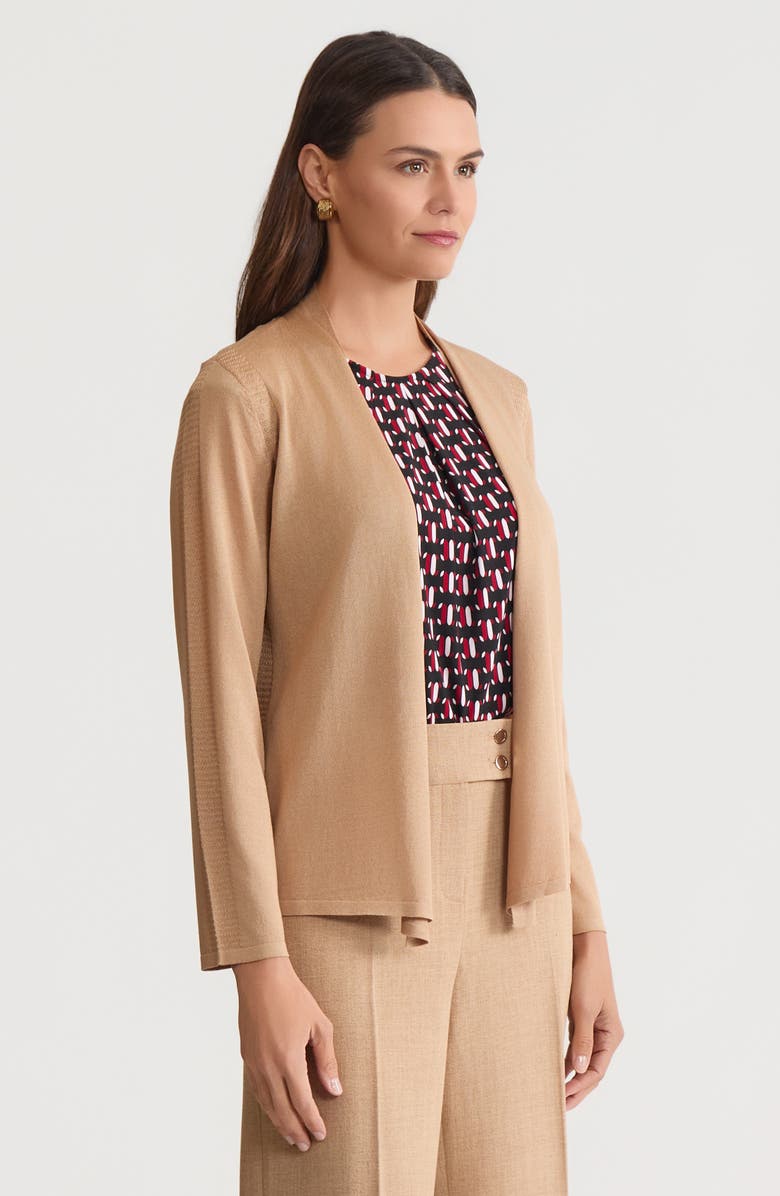 KASPER Stitch Detail Open Front Cardigan, Alternate, color, Soft Sand
