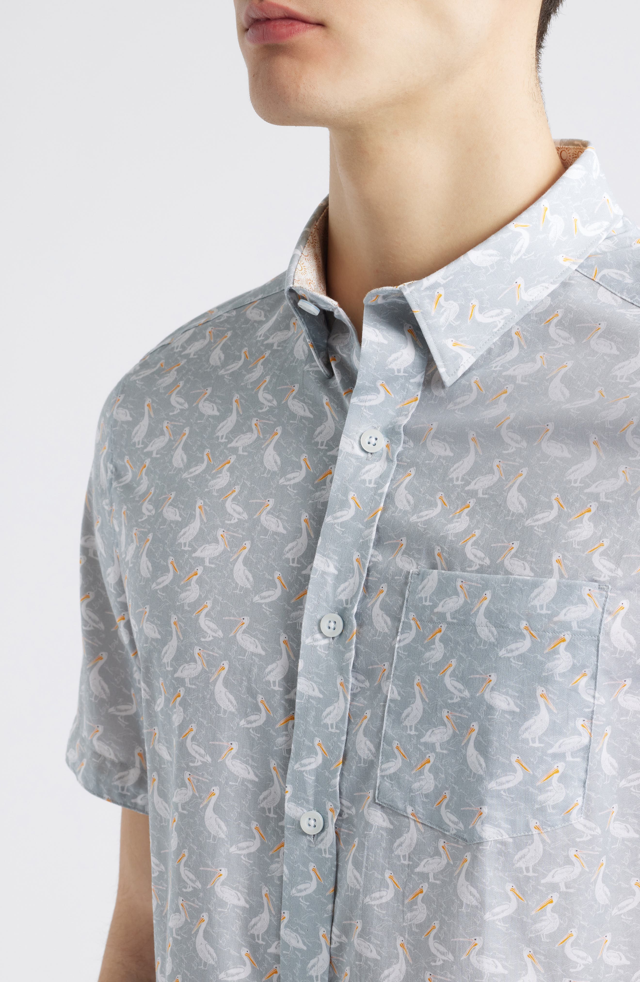 Pelican Print Short Sleeve Button Down Shirt - image 2