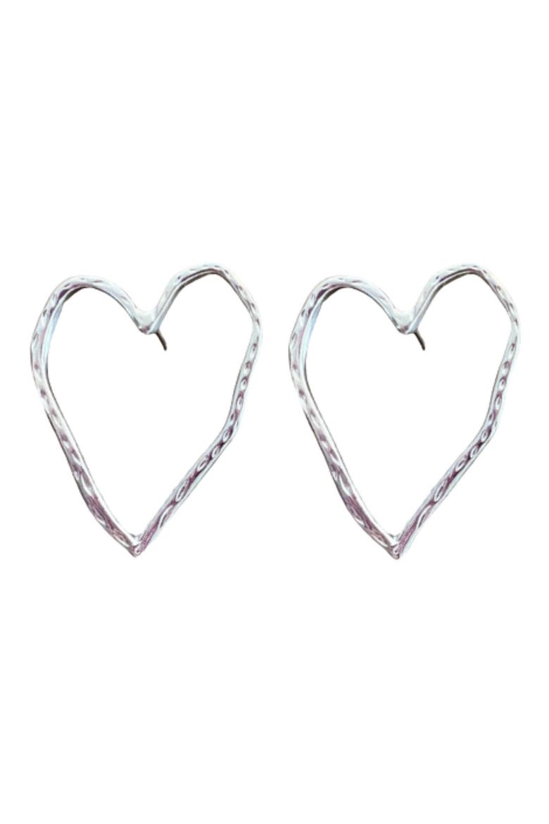 Open Heart Drop Earrings, Main, color, SILVER