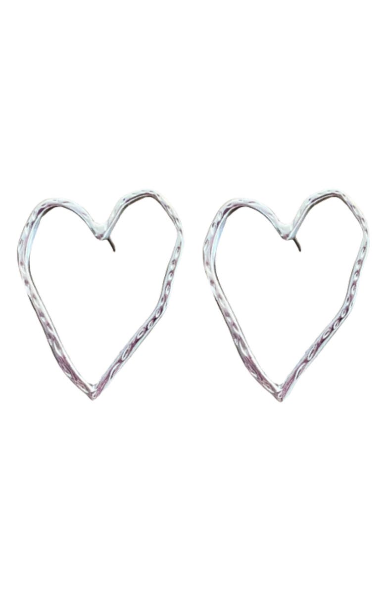 MacRae & Co. Open Heart Drop Earrings, Main, color, Silver