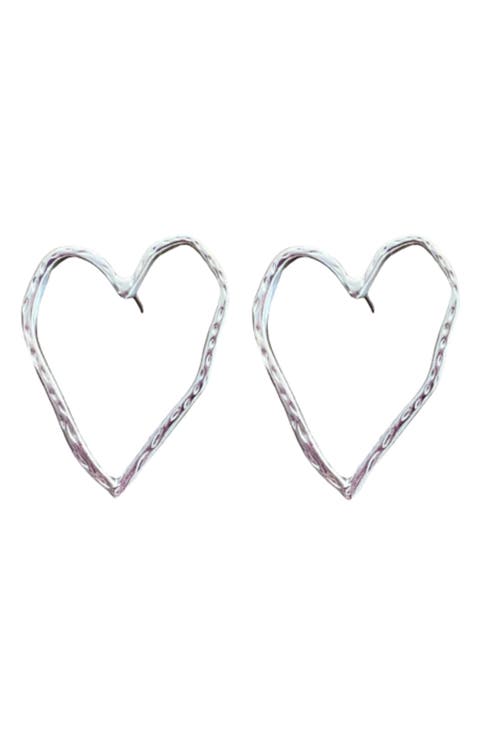 Open Heart Drop Earrings