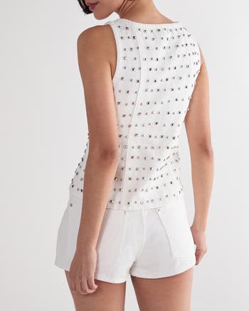 Studded Denim Corset Top