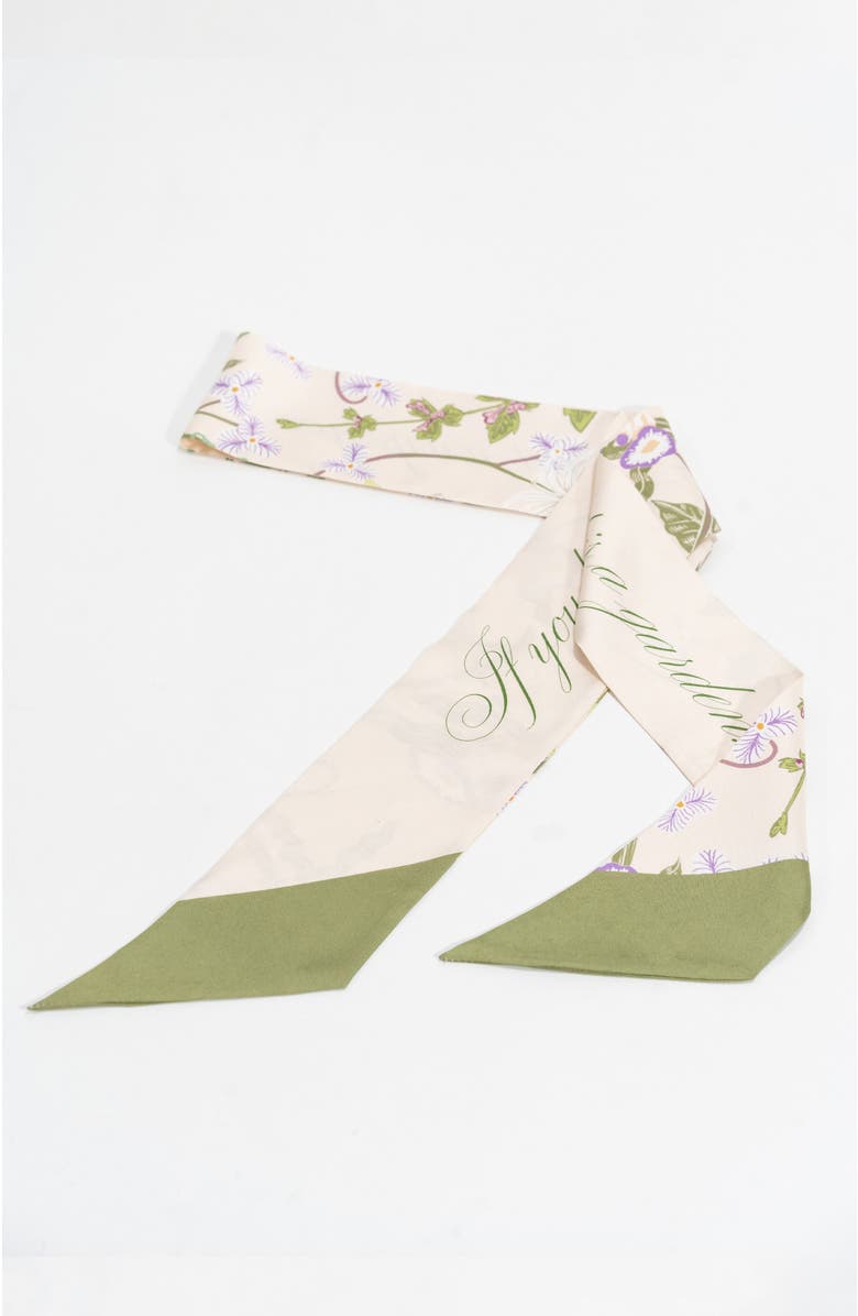 Bond & Grace Cottage Vines Silk Twilly Scarf, Alternate, color, Green