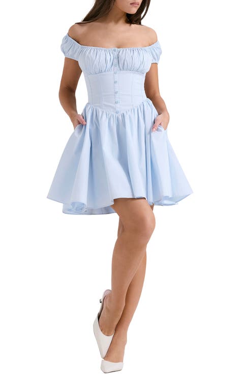 Nala Puff Sleeve Cotton Blend Minidress