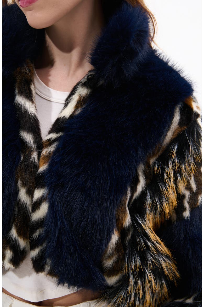 Chiara Faux Fur Jacket, Alternate, color, NAVY-MULTI