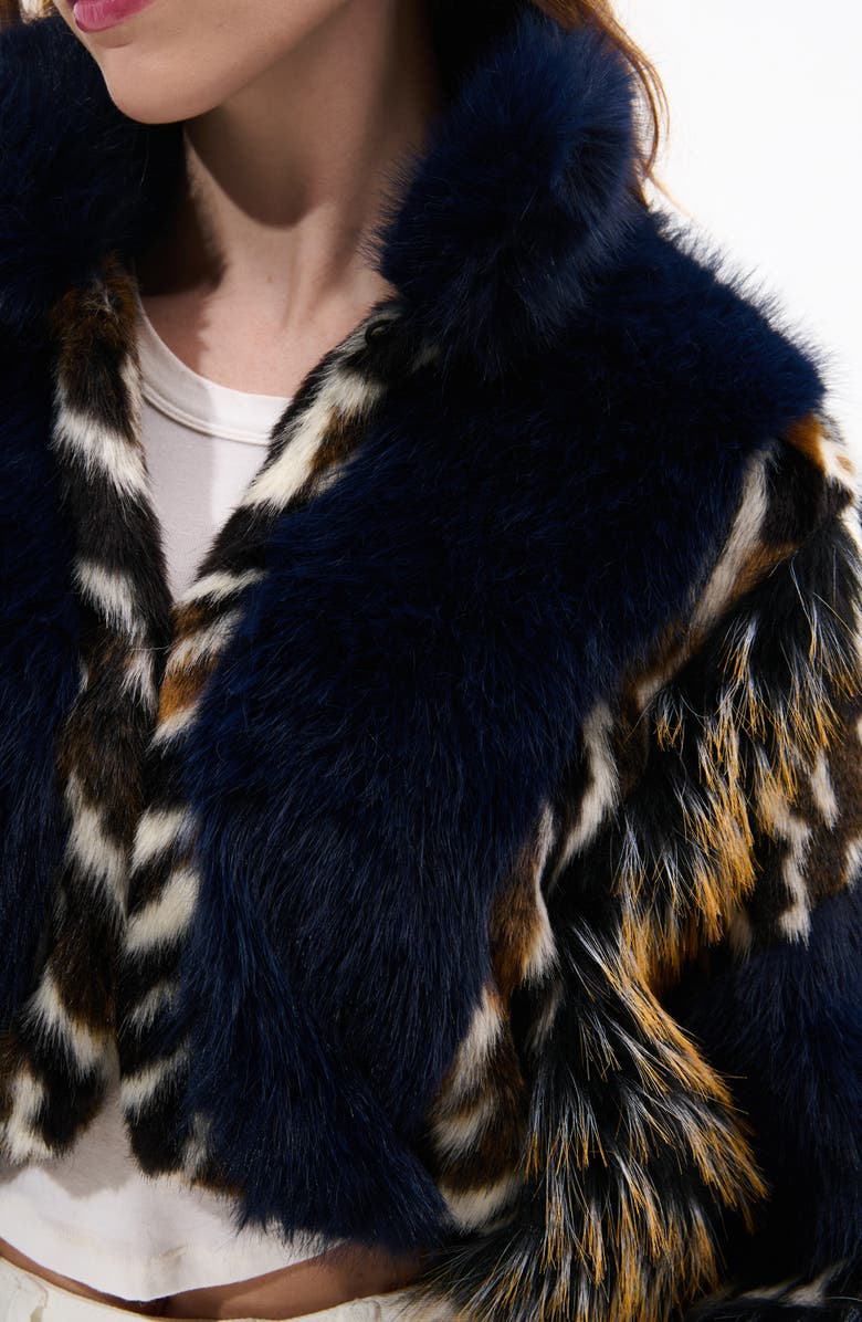 AZALEA WANG Chiara Faux Fur Jacket, Alternate, color, Navy-Multi