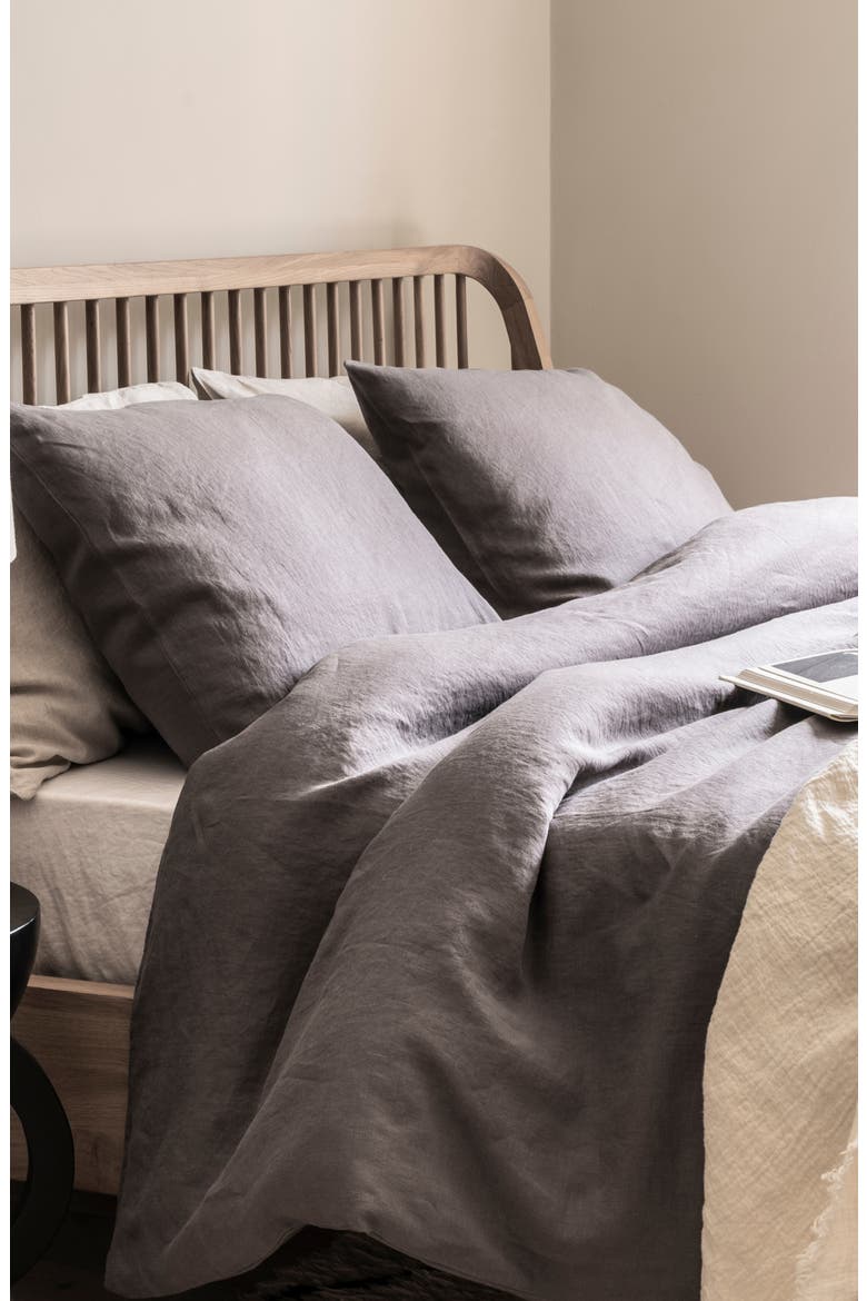 Linen Duvet Cover, Alternate, color, CHARCOAL GRAY