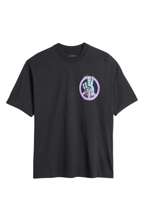 AllSaints Activist Cotton Graphic T-shirt in Washed Black  product