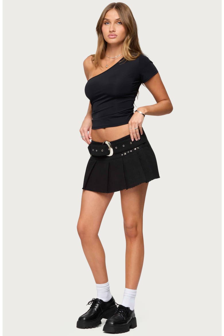 Gayla One-Shoulder Crop Top, Alternate, color, BLACK