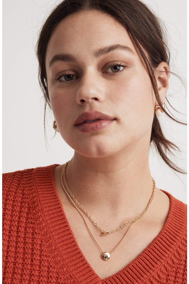Geometric Layered Chain Necklace, Alternate, color, PALE GOLD