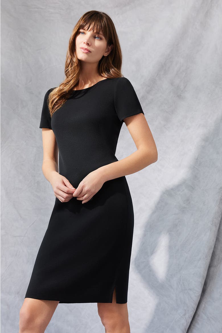 Short Sleeve Knit Dress, Main, color, Black